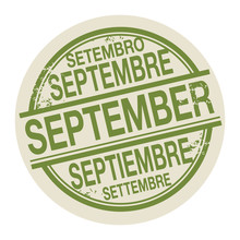 Stamp With The Word September In Different Languages