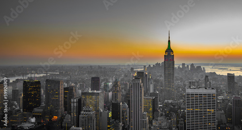 Naklejka - mata magnetyczna na lodówkę panorama of manhattan, new york