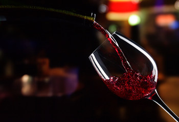 Poster - bottle and glass with red wine