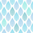 Seamless pattern with ornate falling water drops