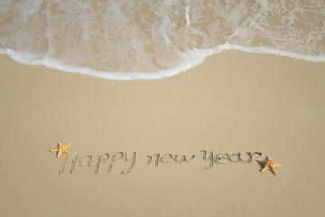 Wall Mural - happy new year written in the sand