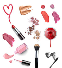 Wall Mural - make up beauty lipstick nail polish liquid powder mascara pencil