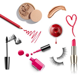 Wall Mural - make up beauty lipstick nail polish liquid powder mascara pencil
