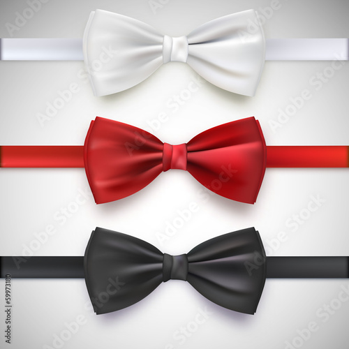 Fotografia Realistic white, black and red bow tie