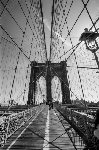 Naklejka - mata magnetyczna na lodówkę Brooklyn Bridge black and white