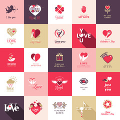 Set of icons for love and romantic events