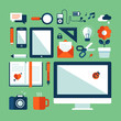 © PureSolution - Flat design icons set of business working elements for office