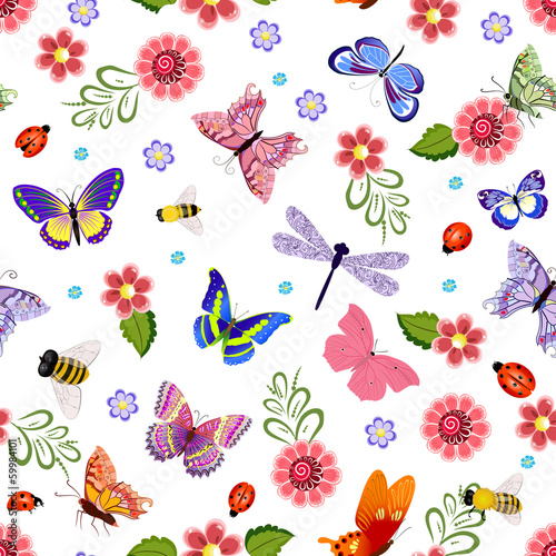 Fototapeta do kuchni Cute seamless texture with flying insects