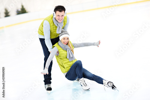 Foto-Doppelrollo - Ice skating (von Kalim)