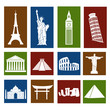 World landmarks, icons set