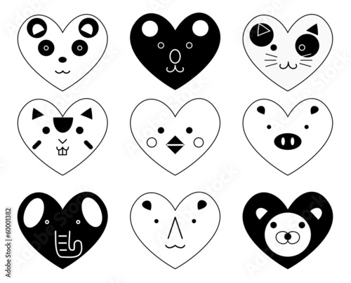 ハート型のかわいい動物モノクロ Buy This Stock Vector And Explore Similar Vectors At Adobe Stock Adobe Stock