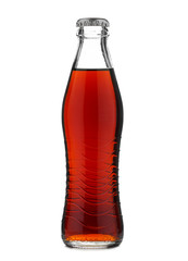 Closed glass bottle with soft drink cola or soda