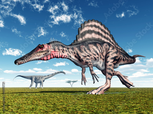 Nowoczesny obraz na płótnie Die Dinosaurier Spinosaurus und Puertasaurus