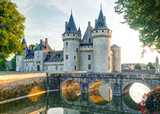 Chateau of Sully-sur-Loire, France. Medieval castle in Loire Valley at sunset.