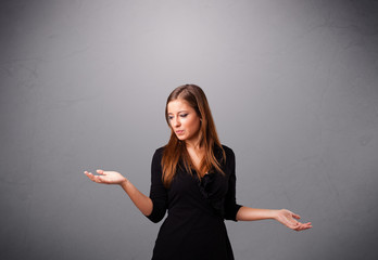 beautiful young lady juggling with copy space