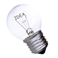 Effective thinking concept. Bulb with innovation idea isolated