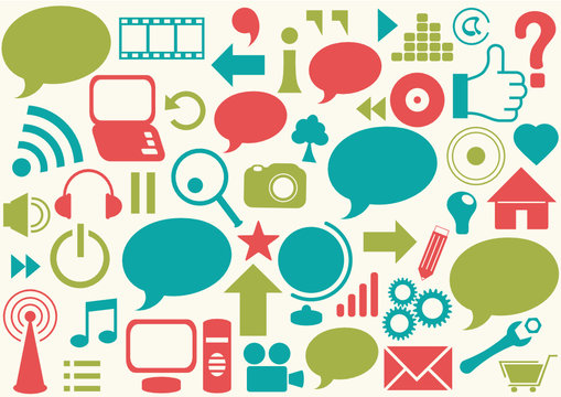 background with social media and internet elements