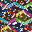 Many Isometric Office Interiors and Furniture Illustration