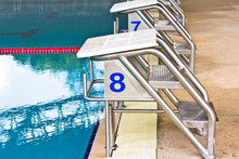 Starting Platforms With Numbers For Swimming Races