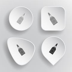 Wall Mural - Glue bottle. White flat vector buttons on gray background.