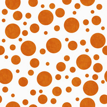 Bright Orange Polka Dots On White Textured Fabric Background