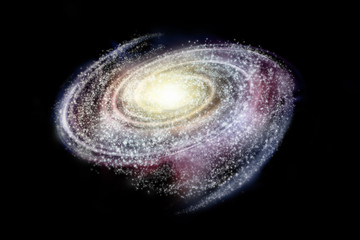 illustration of a distant spiral galaxy in deep space