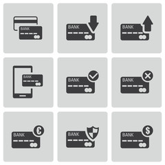 Sticker - Vector black credit card icons set