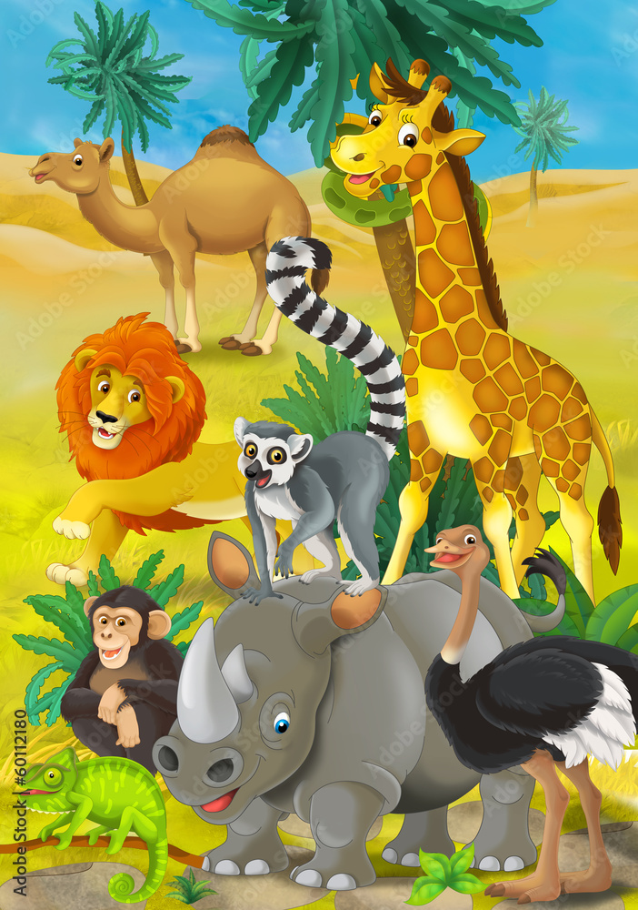 Forest animals - illustration for the children - obrazy, fototapety, plakaty 