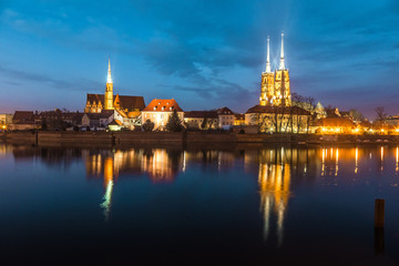 Wall Mural - Cathedral Island in the evening Wroclaw, Poland