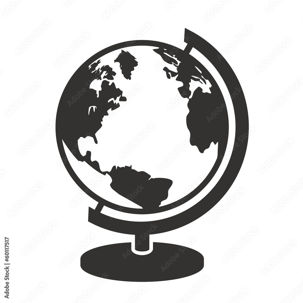 vector geography school earth globe black silhouette icon Stock Vector ...