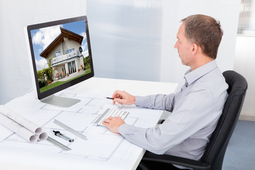Poster - Architect Working On Computer