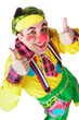 Clown showing ok sign with her fingers