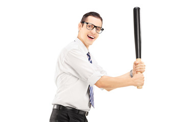 Wall Mural - Person with a baseball bat prepared to strike