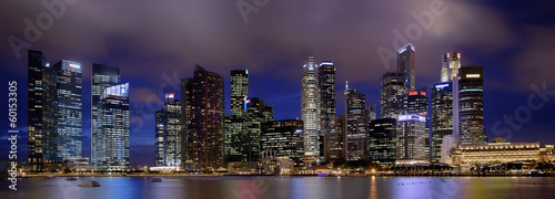 Naklejka - mata magnetyczna na lodówkę panorama of Singapore city skyline