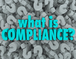 Wall Mural - What is Compliance Words Question Mark Background