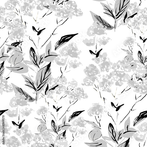 Nowoczesny obraz na płótnie Seamless monochrome floral background