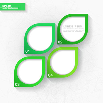 Infographic template with four green leaves labels. Eps10