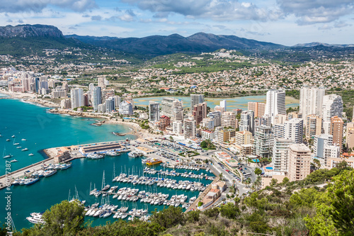 High angle view of the marina in Calpe, Alicante, Spain Obraz na płótnie