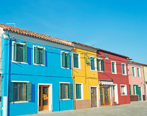 Wall Mural - colorful houses and blue sky