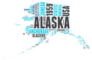 Wall Mural - Alaska USA state map tag cloud