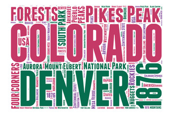 Wall Mural - Colorado USA state map tag cloud