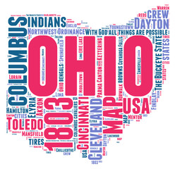 Wall Mural - Ohio USA state map tag cloud