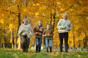 Canvas Print - Older man and woman with grandchildren