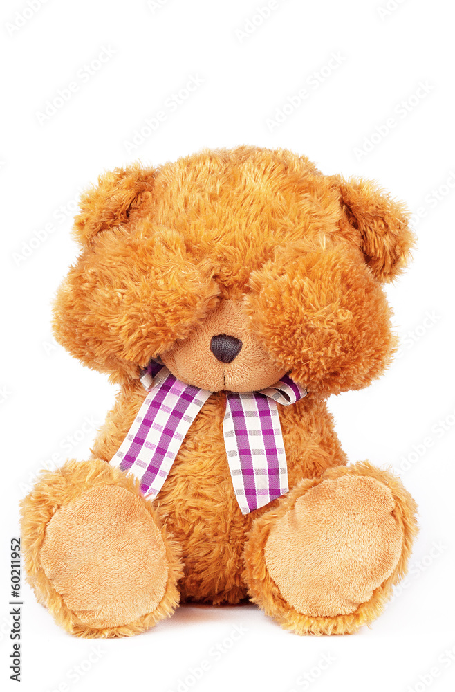 teddy bear can't see - obrazy, fototapety, plakaty 