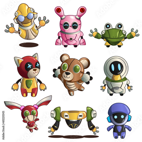 Naklejka dekoracyjna Different robot icons