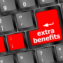 Poster - extra benefits button on keyboard - business concept