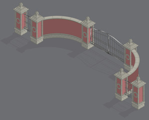 Wall Mural - Vector isometric Gate portal