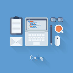 coding and programming flat illustration