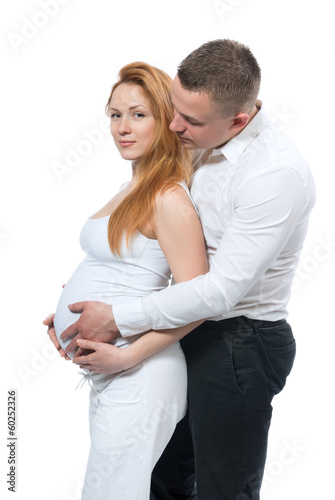 Man Touching Belly Of His Pregnant Woman Wife Stock Foto Adobe Stock 
