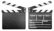 Movie clapper board or clapper-board set isolated on white